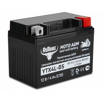Тяговый стартерный аккумулятор Rutrike YTX4L-BS (12V/4Ah) (UTX4L-BS, CT 1204, MT 12-4)